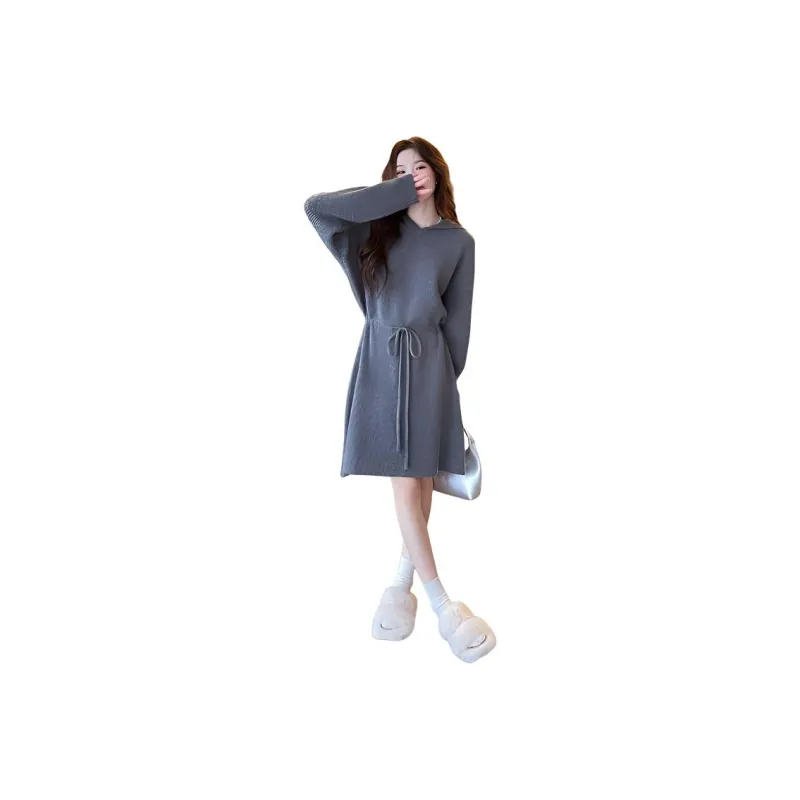 Tonlion Long Sleeved Dress Women's Heather Gray-0