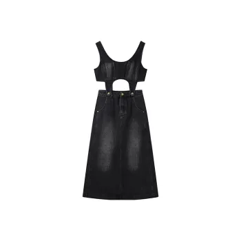 PEACEBIRD Sleeveless Dresses Women's Black Gray