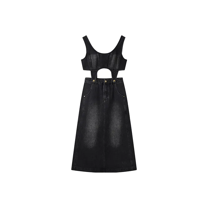 PEACEBIRD Sleeveless Dresses Women's Black Gray-0