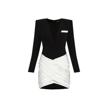 BALMAIN Two Toned Twisted Crepe Mini Dress