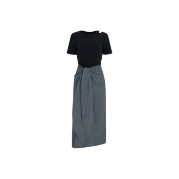 IDPAN Short Sleeved Dress Women's Black Gray