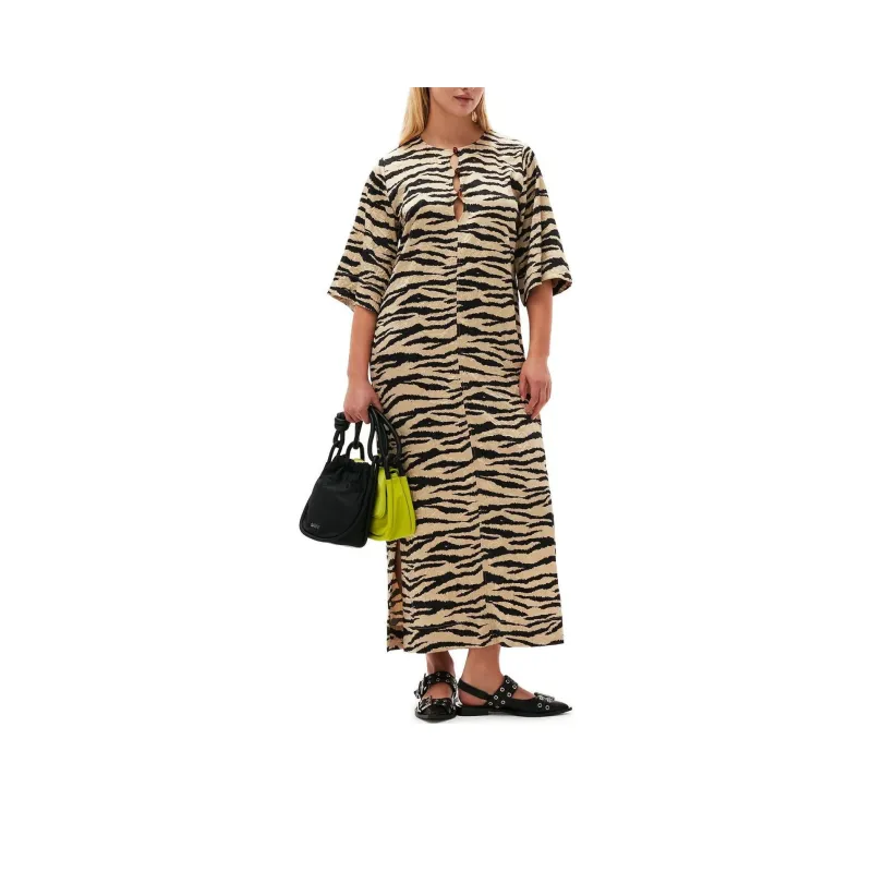 GANNI Short-Sleeved Dresses Women's Khaki-0