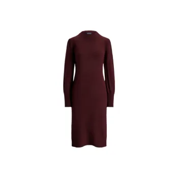 Polo Ralph Lauren Long Sleeved Dresses Women's Burgundy