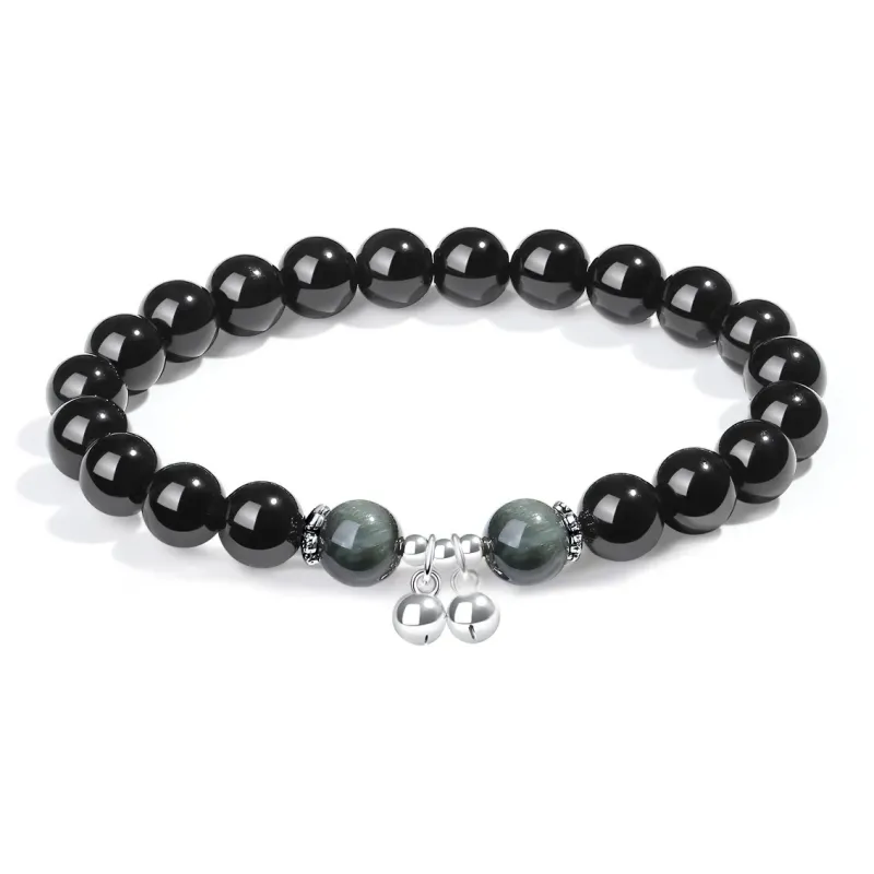LANMUYINNUO Natural Obsidian Bracelets Unisex-4