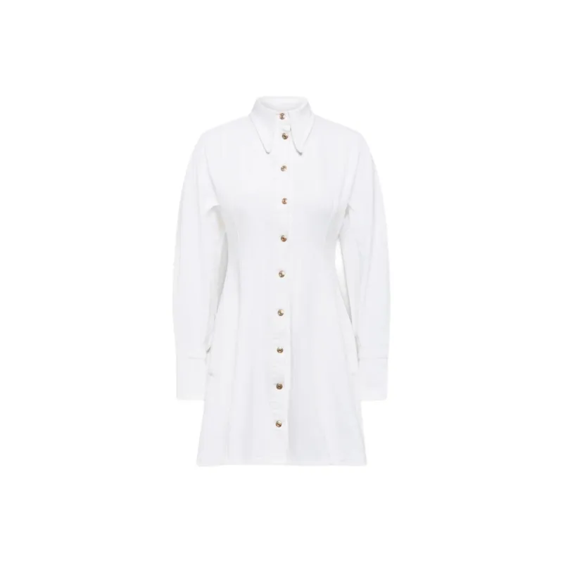 SCANLAN THEODORE Denim Cocoon Sleeve Mini Dress Long-Sleeved Dresses Women's White/White-0