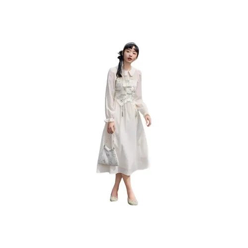 ZIHAN Long Sleeved Dress Women's Clear Jade White