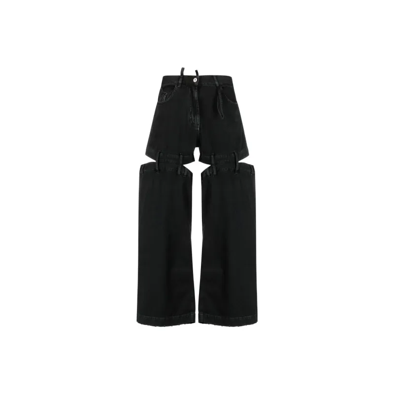 The Attico Cut-Out Wide Leg Jeans-0