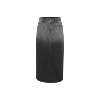 BBLLUUEE Denim Long Skirt Women's Ink Black