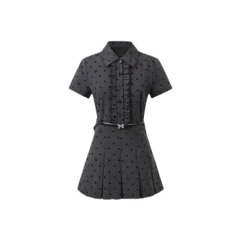 YGPRW Short Sleeved Dress Women's Dark Gray
