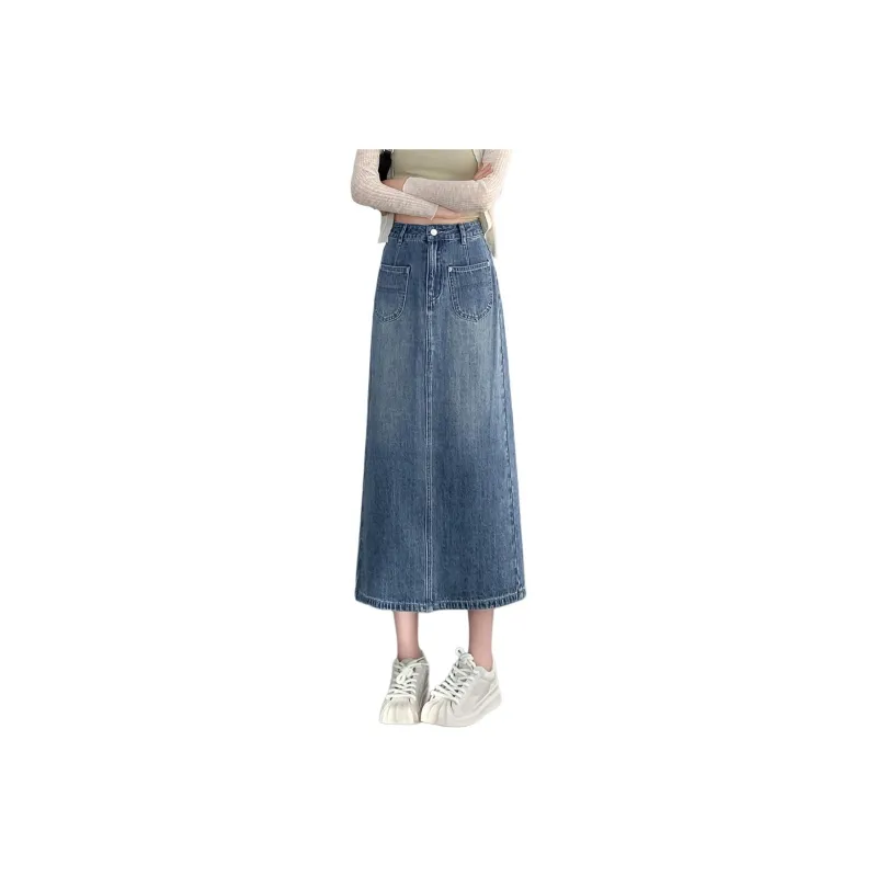 Tonlion Denim Long Skirts Women's Medium Blue-0