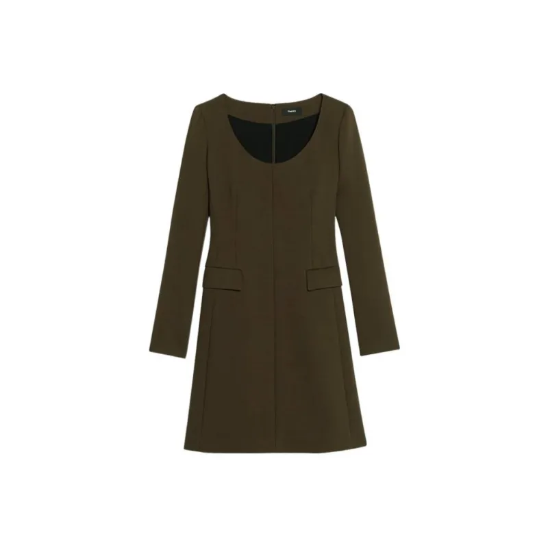 THEORY Long-Sleeved Dresses Women's Brown Green-0