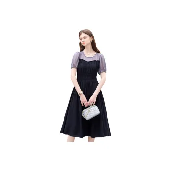 TOUCH SS24 Short Sleeved Dress Women's Dark Gray & Black