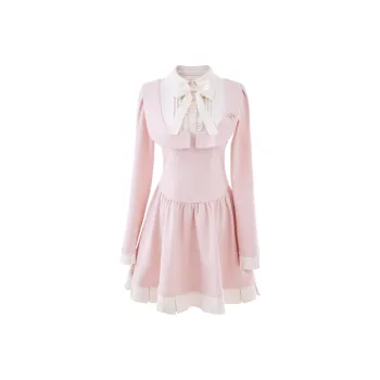 Blovelan Long Sleeved Dress Women's Encounter Powder