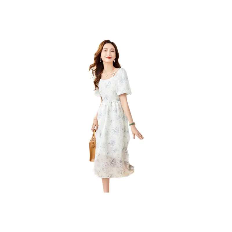 TERRE BLEUE SS24 Short Sleeved Dresses Women's Gray Blue-0