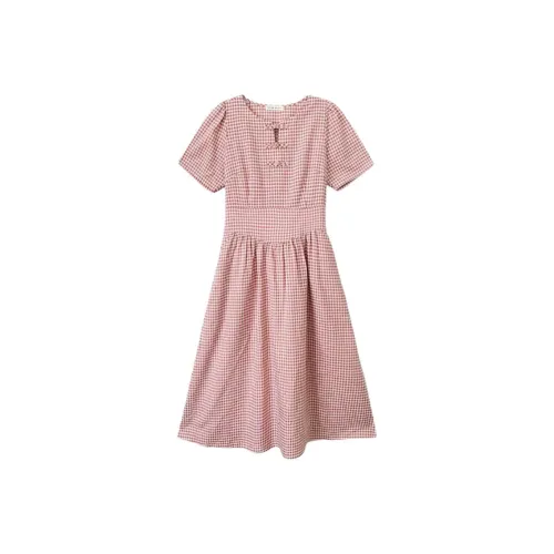 WUPODAMANVZHUANG Short Sleeved Dress Women's Pink Peach