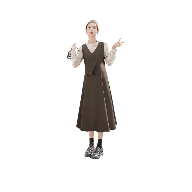 Cypress House Long Sleeved Dress Women's Dark Coffee-0