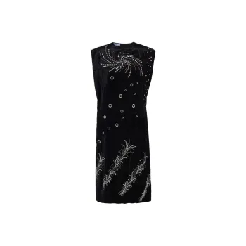 PRADA Embroidered Georgette Sleeveless Dress