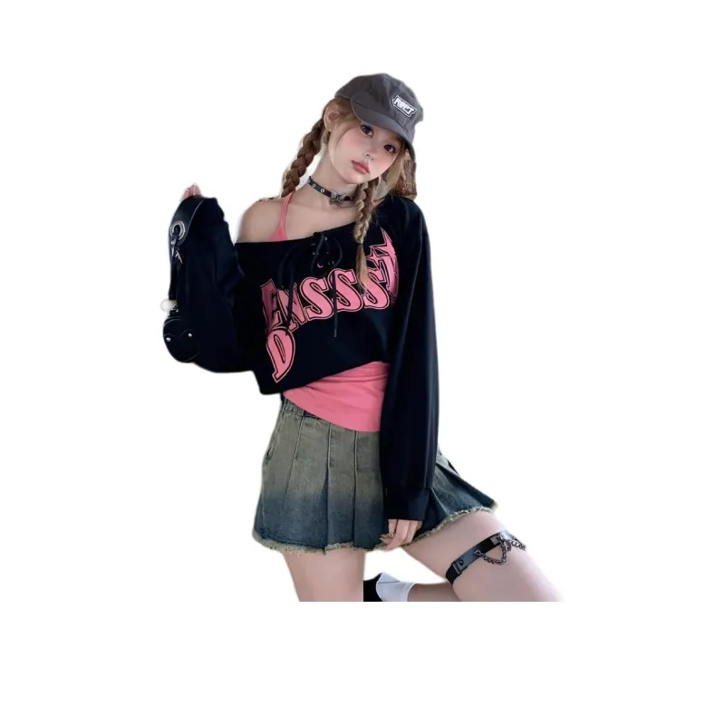 XIANSINIAO Drop Shoulder Sleeve T Shirt Women's-0