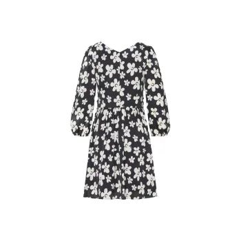 MO&CO Long-Sleeved Dresses Women's Black With White Multicolor