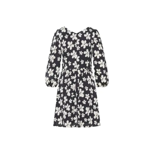 MO&CO Long Sleeved Dresses Women's Black With White Multicolor