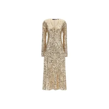 Rotate Net Sequins Long Sleeved Midi Dress