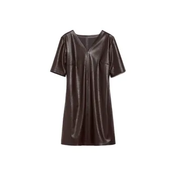 MaxMara Eliot Collection Crocodile-Print Dress Short-Sleeved Dresses Women's Burgundy