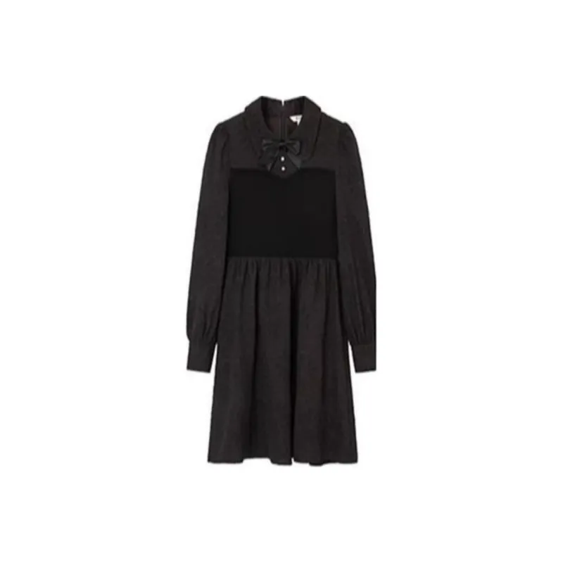 E.land Long-Sleeved Dresses Women's Black-0