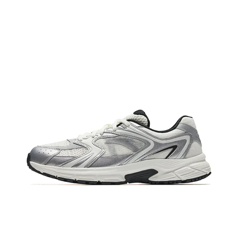 Anta Breathable Lightweight Height Increasing Low Top Casual City Commute Running Shoes Men's White Silver-0