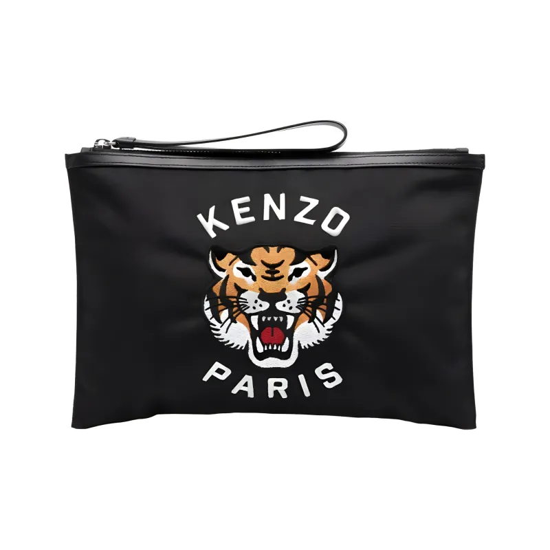 KENZO Tiger Embroidered Zip-Up Pouch-0