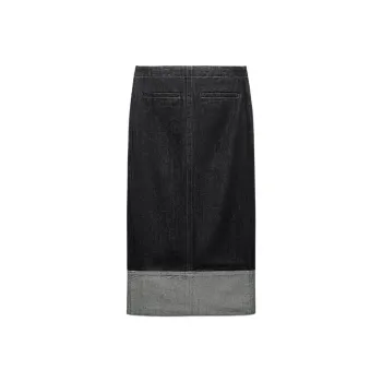 ZARA ZW Series Denim Long Skirts Women's Gray