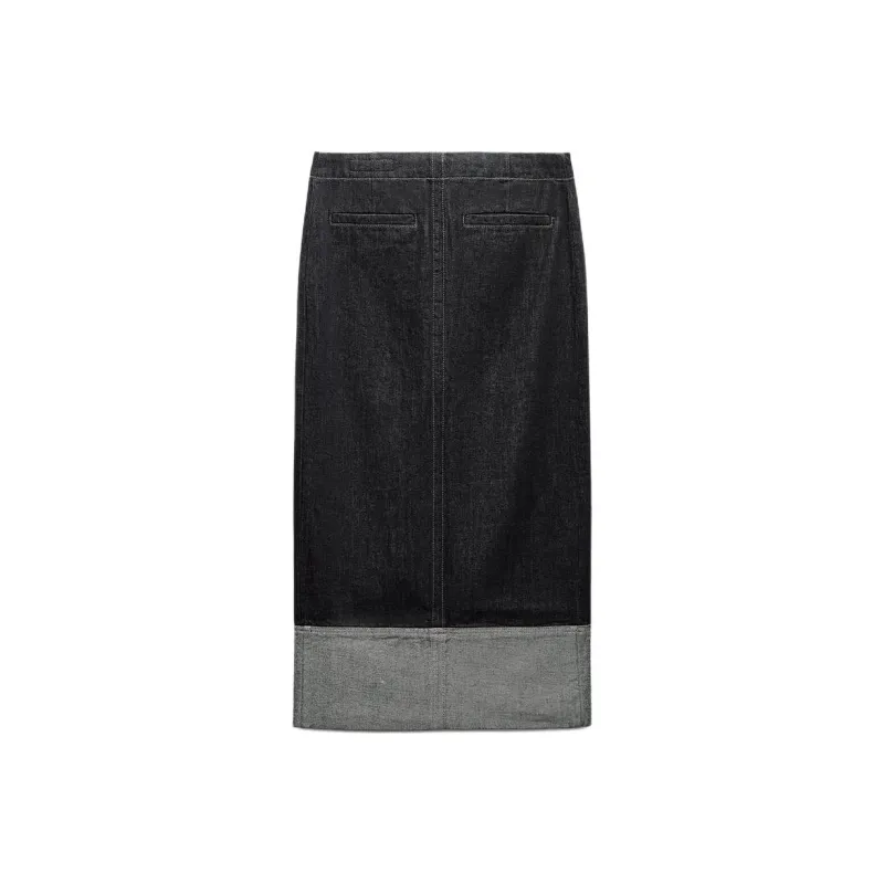ZARA ZW Series Denim Long Skirts Women's Gray-0