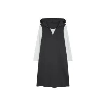 Mo Han Yi Mei New Year Long Sleeved Dress Women's Gray & White