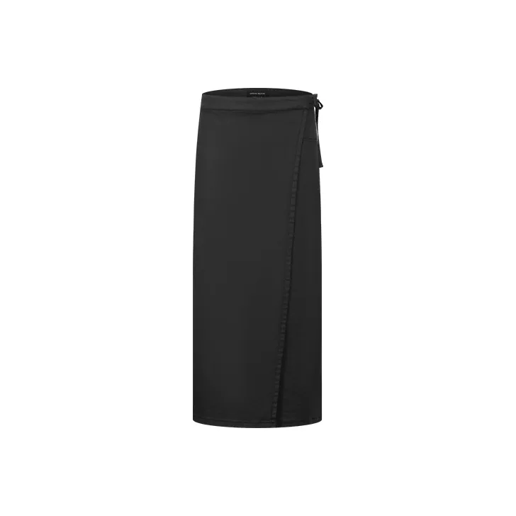 URBAN REVIVO Denim Long Skirt Women's Black-0