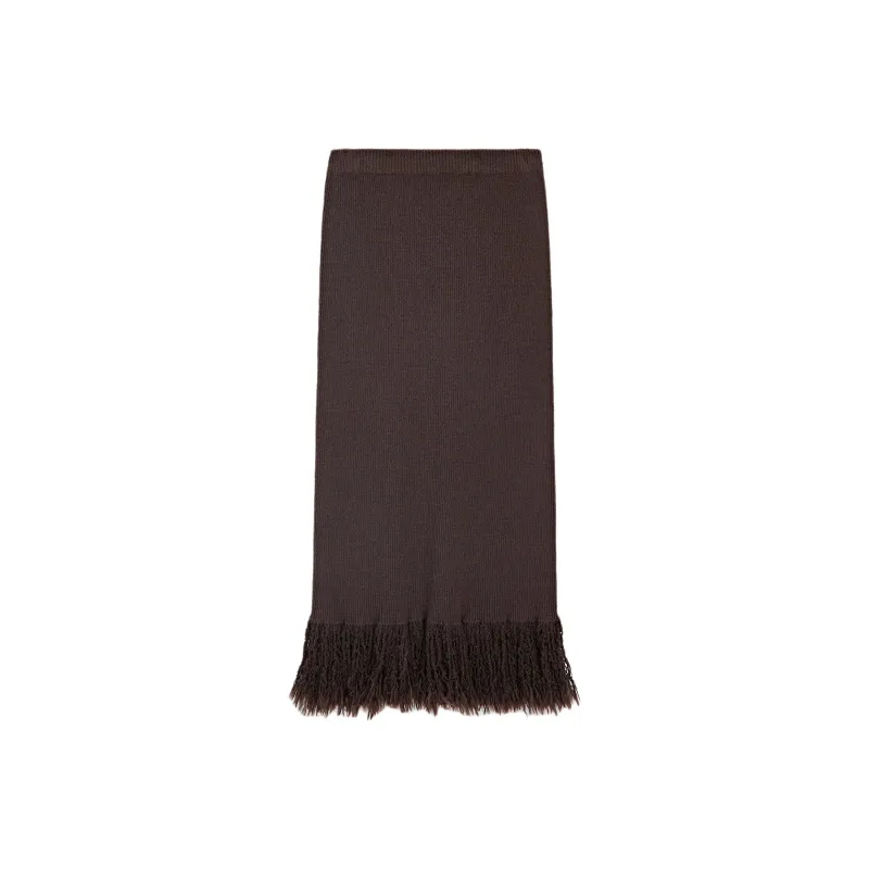 Massimo Dutti Knit Long Skirt Women's Brown-0