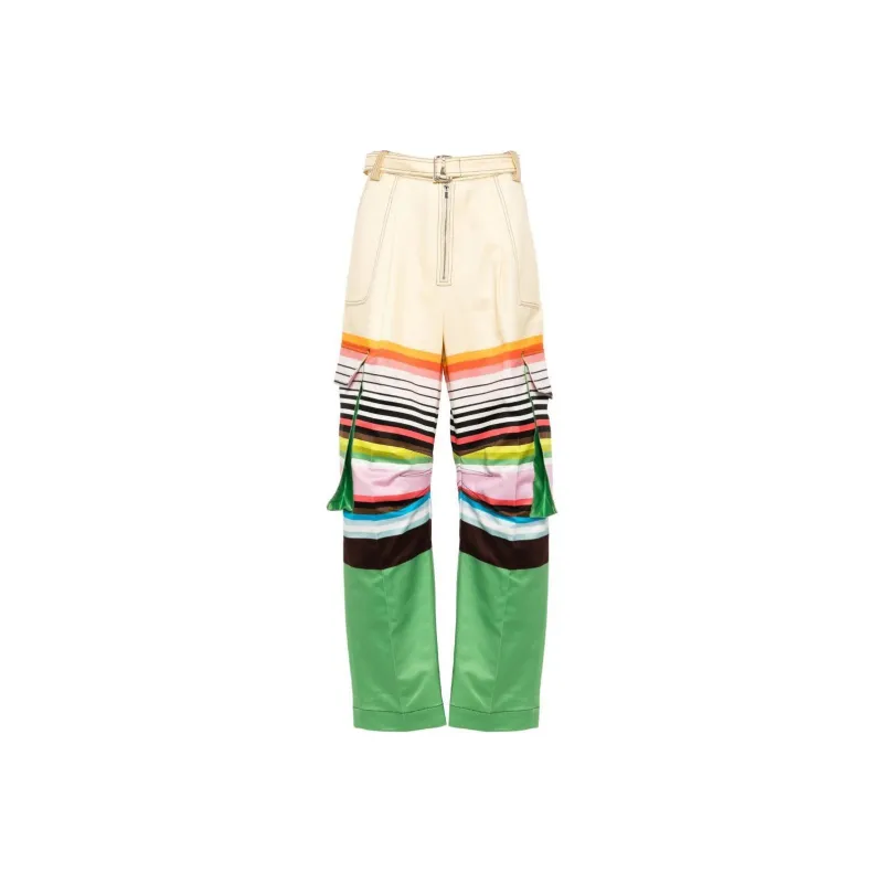Christopher John Rogers Striped Cotton Cargo Trousers-0