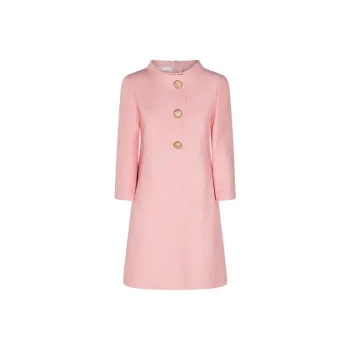 Valentino Button Detailed Crewneck Dress