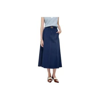 GOELIA Denim Long Skirt Women's Dark Blue