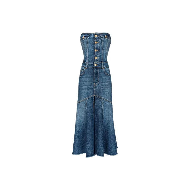 PINKO Bandeau style Denim Dress-0