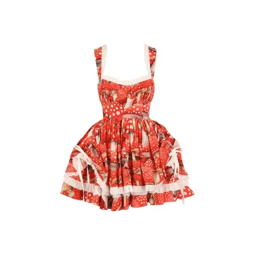 Selkie Collection SS24 Slip Dress Women's Sequoia Meat Mushroom Print