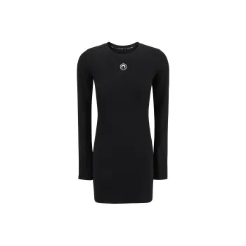 Marine Serre Logo Ribbed Jersey Mini Dress