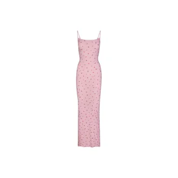 skims SOFT LOUNGE LONG SLIP DRESS CHERRY BLOSSOM PRINT