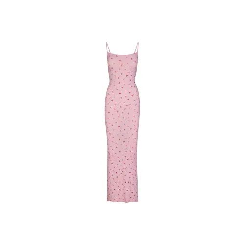 skims SOFT LOUNGE LONG SLIP DRESS CHERRY BLOSSOM PRINT