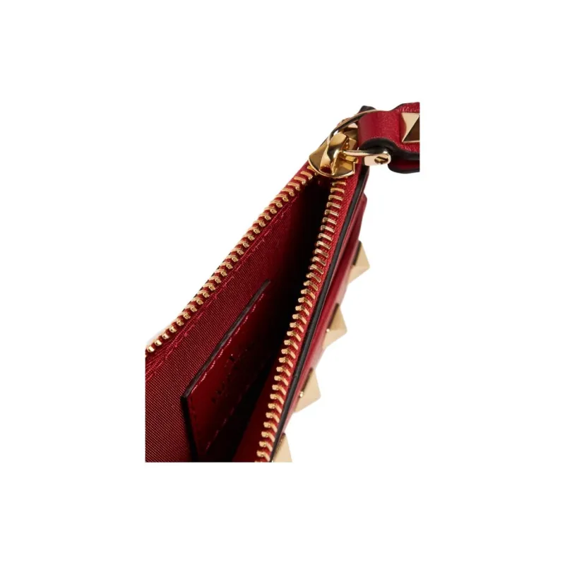 Valentino Leather Card Holder Women's Red-2