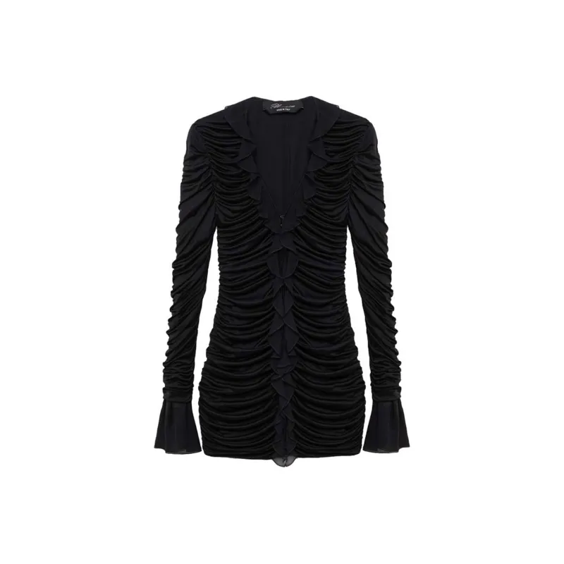 Blumarine Blumarin Ruffle Detailed Runched Dress-0