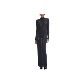 Self portrait Long Sleeved Dresses Women's Navy Blue