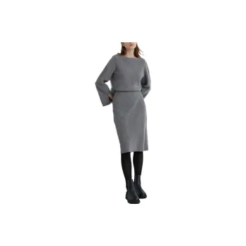 UNIQLO X Clare Waight Keller Co-branded Collection Long-Sleeved Dresses Women's Lead Gray