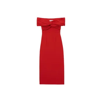 Self portrait Off shoulder Crepe Midi Dress