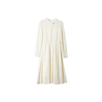 XIANGYING Long Sleeved Dress Women's Beige