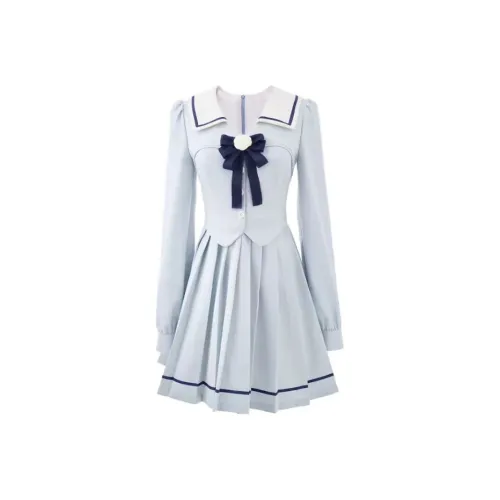 Lookinto Long Sleeved Dresses Women's Blue