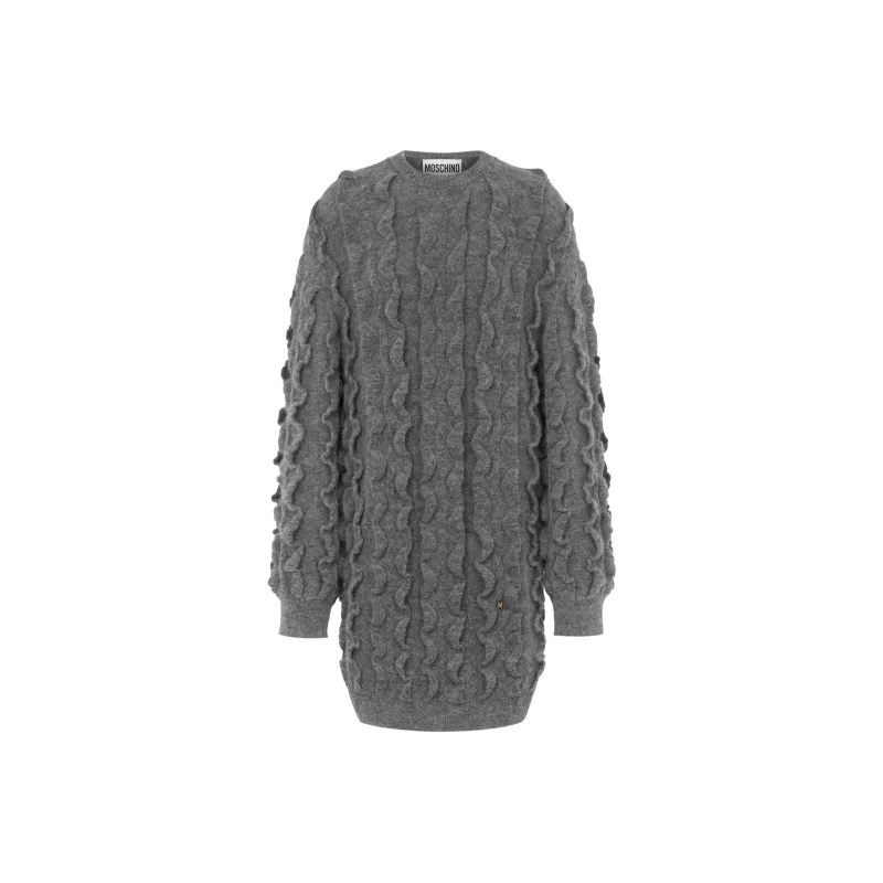 MOSCHINO Ruffled Virgin wool Blend Knitted Dress-0